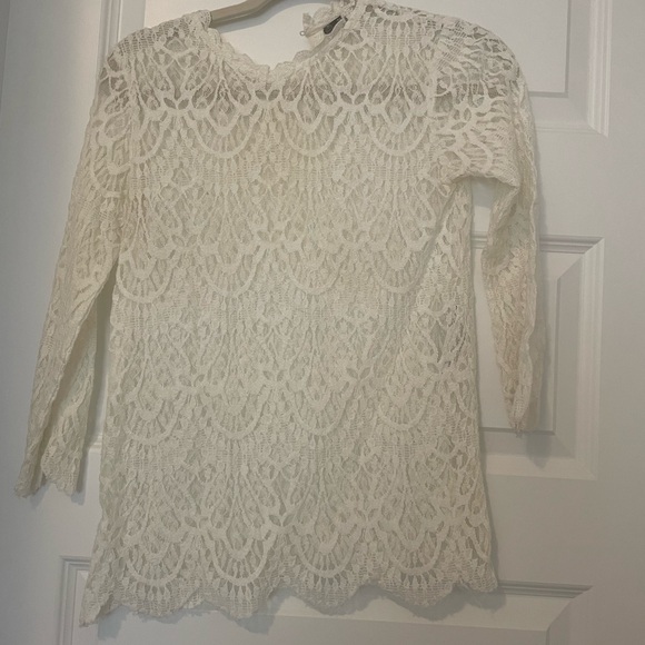 Zara Lace scalloped tee size small white - Picture 1 of 3